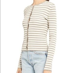 Theory Striped Ribbed Cardigan